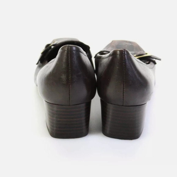 FRANCO SARTO LEATHER SQUARE TOE BLOCK HEEL sandals - Picture 3 of 5